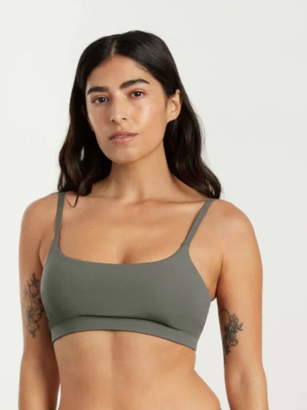 Everlane The Invisible Square-Neck Bralette Pewter Green Size XL
